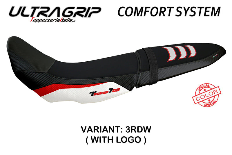 Yamaha Tenere 700 2019-2024 Seat Cover Tappezzeria Italia Comfort in U-grip Red and White FR