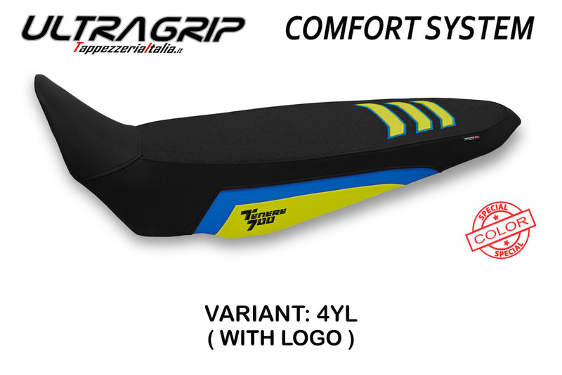 Yamaha Tenere 700 2019-2024 Seat Cover Tappezzeria Italia Comfort Ultragrip in Yellow and Blue