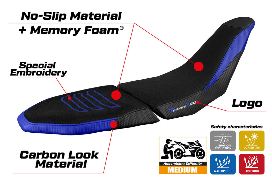 Yamaha Tenere 700 Raid 2022-2024 Seat Cover Tappezzeria Italia Comfort Ultragrip in Blue