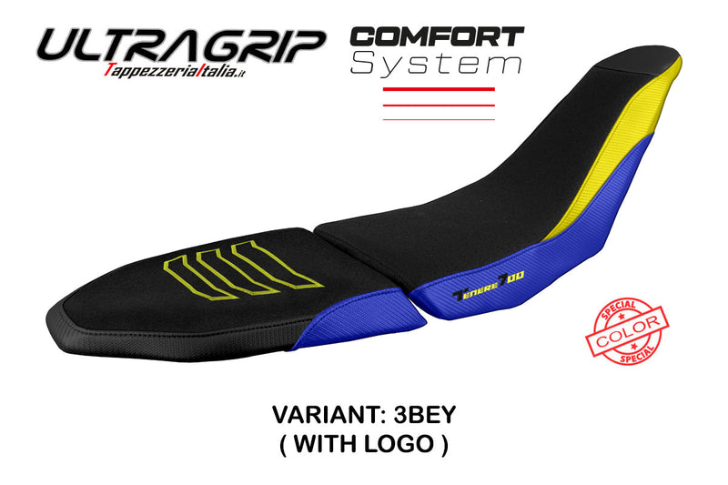 Yamaha Tenere 700 Raid 2022-2024 Seat Cover Tappezzeria Italia Comfort Ultragrip in Black and Yellow