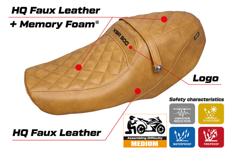 Yamaha XSR 900 2022-2024 Seat Cover Tappezzeria Italia Comfort in Vintage Camel
