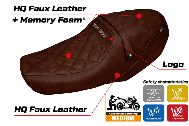 Yamaha XSR 900 2022-2024 Seat Cover Tappezzeria Italia Comfort in Vintage Dark Brown