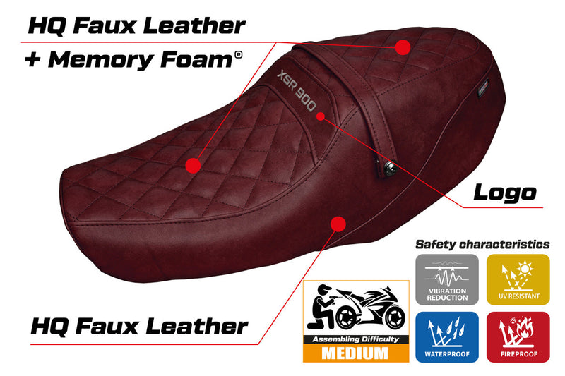 Yamaha XSR 900 2022-2024 Seat Cover Tappezzeria Italia Comfort in Vintage Bordeaux