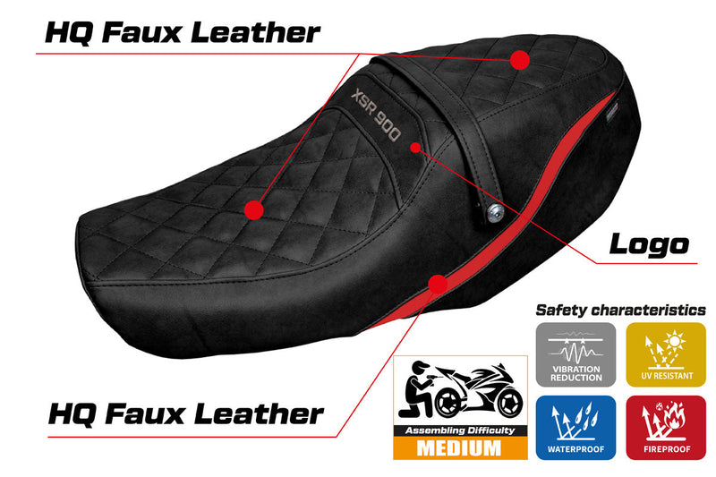 Yamaha XSR 900 2022-2024 Seat Cover Tappezzeria Italia in Red and Black