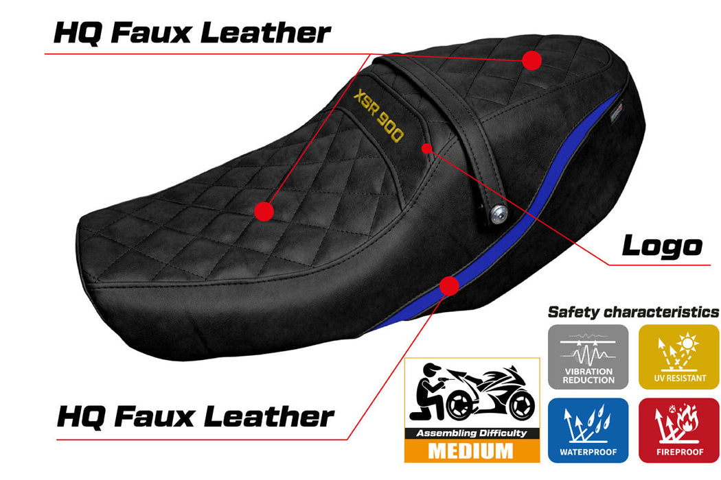 Yamaha XSR 900 2022-2024 Seat Cover Tappezzeria Italia in Blue and Black