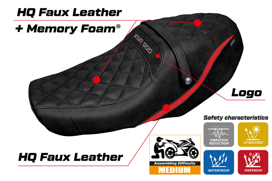 Yamaha XSR 900 2022-2024 Seat Cover Tappezzeria Italia Comfort in Red and Black