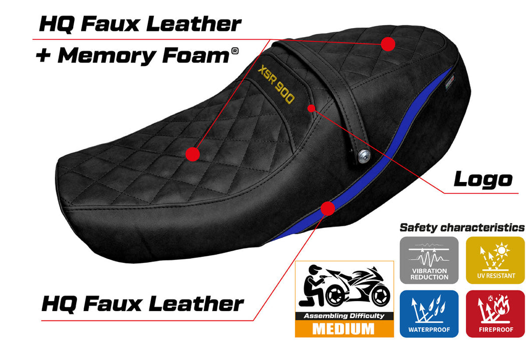 Yamaha XSR 900 2022-2024 Seat Cover Tappezzeria Italia Comfort in Blue and Black