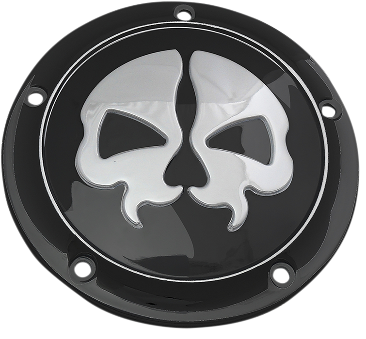 DRAG SPECIALTIES Split Skull Derby Cover - Black - 5-Hole 78043B