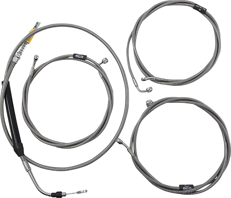 LA CHOPPERS Handlebar Cable/Brake Line Kit - 12" - 14" Ape Hanger Handlebars - Stainless Steel LA-8058KT-13