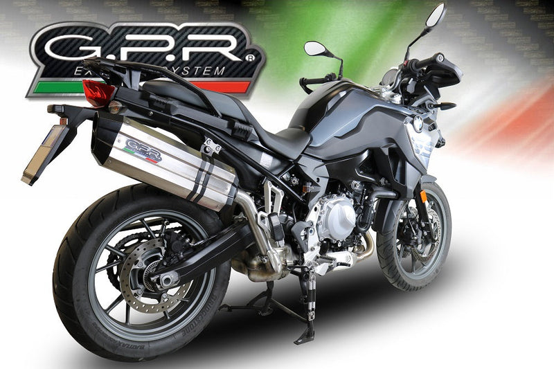GPR Exhaust for Bmw F700GS 2018-2020, Sonic Titanium, Slip-on Exhaust Including Removable DB Killer and Link Pipe