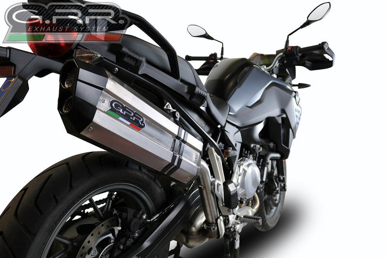 GPR Exhaust for Bmw F700GS 2018-2020, Sonic Titanium, Slip-on Exhaust Including Removable DB Killer and Link Pipe