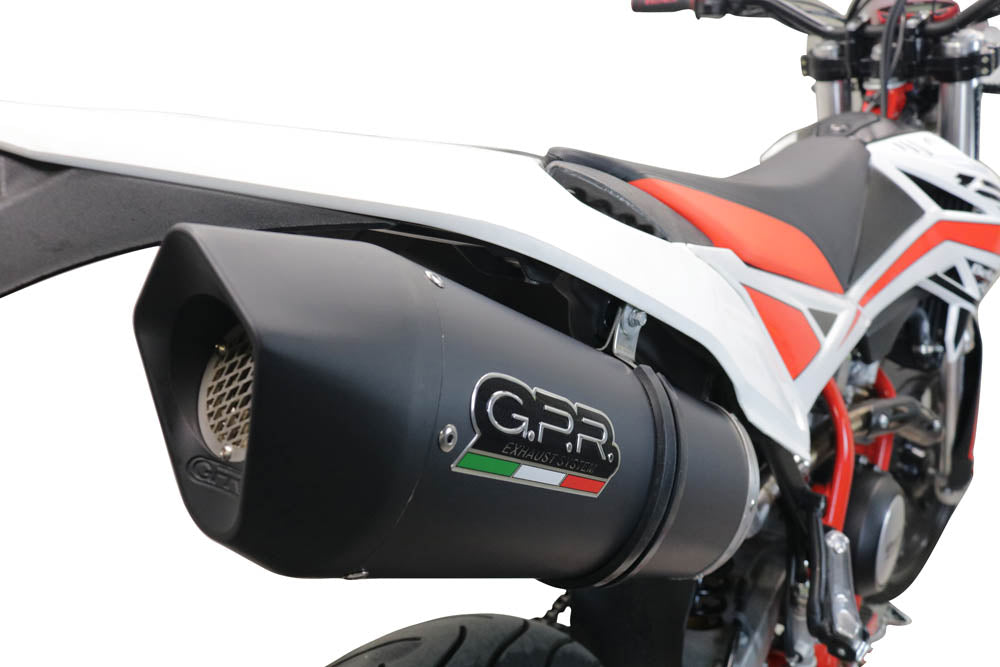 GPR Exhaust for Beta RR 125 4T Motard 2021-2023, Furore Evo4 Nero, Slip-on Exhaust Including Link Pipe and Removable DB Killer