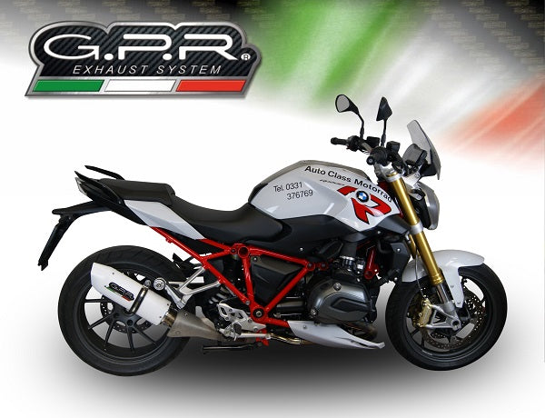 GPR Exhaust for Bmw R1200R 2015 LC 2015-2016, Albus Ceramic, Slip-on Exhaust Including Removable DB Killer and Link Pipe