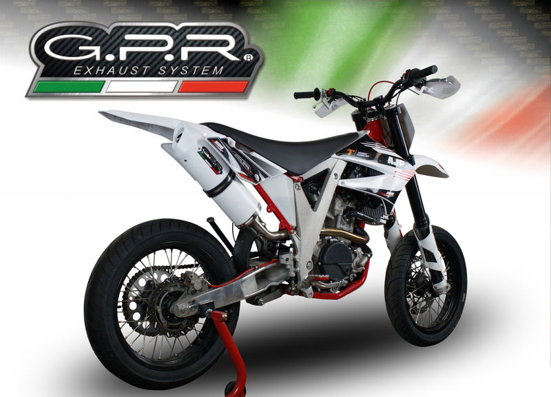 GPR Exhaust for Ajp PR5 2015-2018, Albus Ceramic, Slip-on Exhaust Including Removable DB Killer and Link Pipe