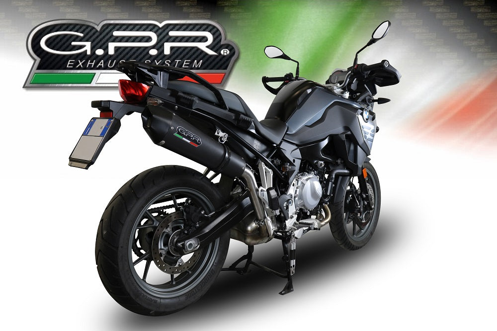 GPR Exhaust for Bmw F700GS 2018-2020, GP Evo4 Black Titanium, Slip-on Exhaust Including Removable DB Killer and Link Pipe