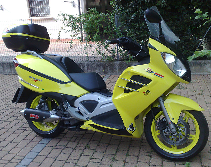 GPR Exhaust System Malaguti Spidermax 500 GT 2004-2011, Power Bomb, Slip-on Exhaust Including Removable DB Killer and Link Pipe