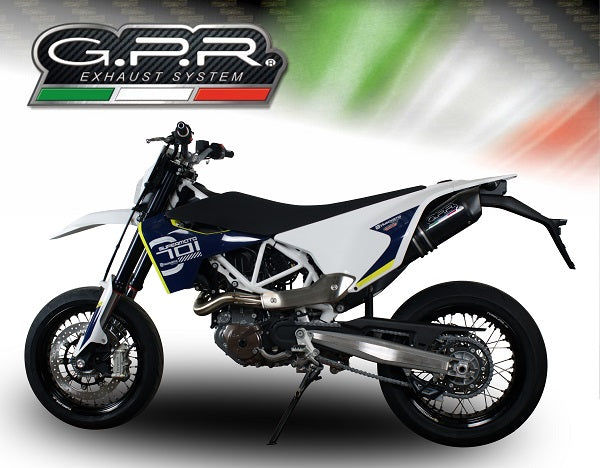GPR Exhaust System Husqvarna Enduro 701 USA Market only 2021-2023, Furore Evo4 Nero, Slip-on Exhaust Including Link Pipe and Removable DB Killer