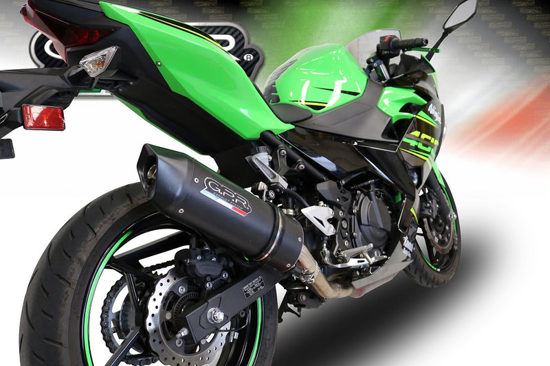 GPR Exhaust System Kawasaki Ninja 400 2018-2022, Furore Evo4 Nero, Slip-on Exhaust Including Removable DB Killer and Link Pipe