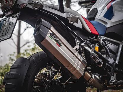 GPR Exhaust for Bmw R1250GS - Adventure 2021-2023, Sonic Titanium, Slip-on Exhaust Including Removable DB Killer and Link Pipe