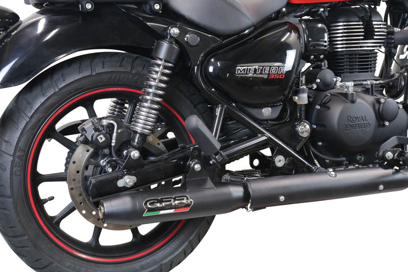 GPR Exhaust System Royal Enfield Meteor 350 2021-2023, Deeptone Nero, Slip-on Exhaust Including Link Pipe