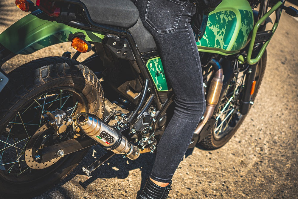 GPR Exhaust System Royal Enfield Himalayan 410 Diam.36mm 2017-2020, Deeptone Inox, Slip-on Exhaust Including Link Pipe
