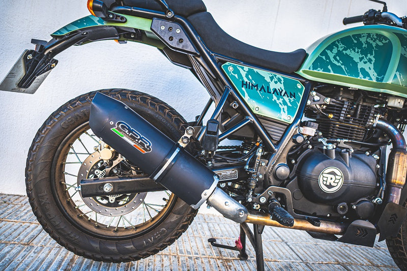 GPR Exhaust System Royal Enfield Himalayan 410 Diam.36mm 2017-2020, Furore Nero, Slip-on Exhaust Including Link Pipe