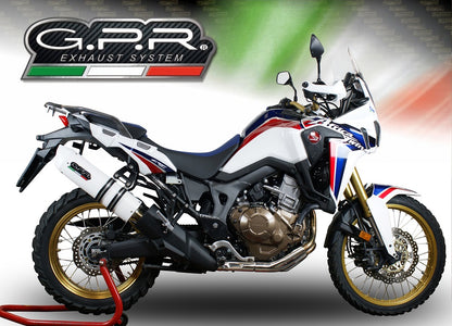 GPR Exhaust System Honda CRF1000L Africa Twin 2015-2017, Albus Ceramic, Slip-on Exhaust Including Removable DB Killer and Link Pipe