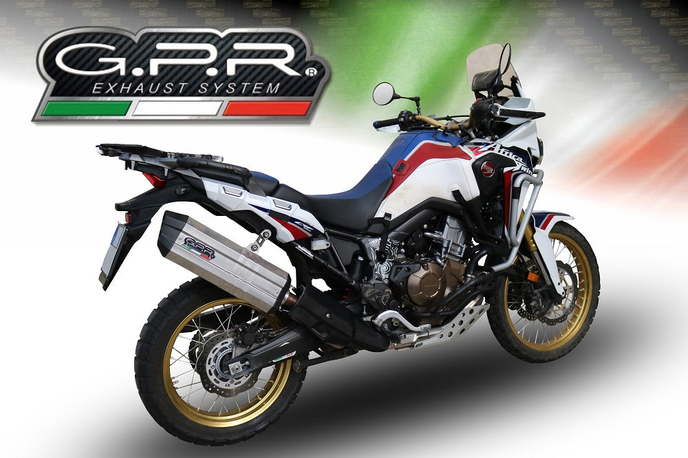 GPR Exhaust System Honda CRF1000L Africa Twin 2015-2017, Sonic Titanium, Slip-on Exhaust Including Removable DB Killer and Link Pipe