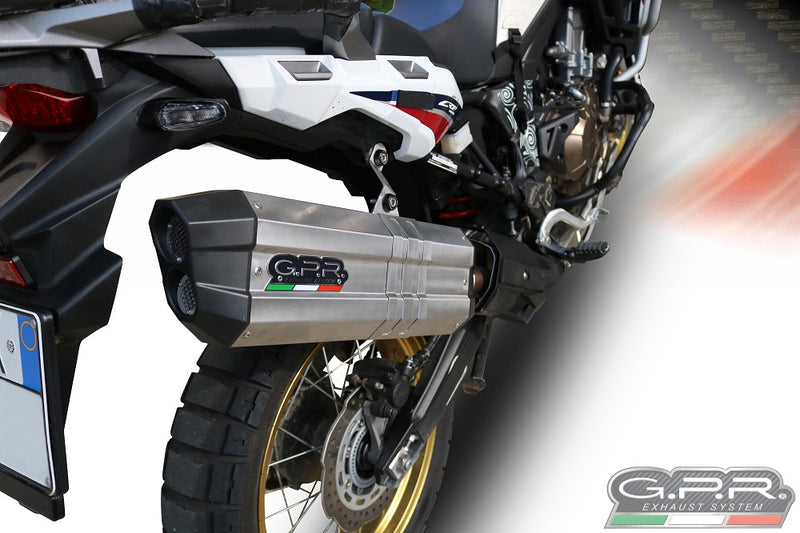 GPR Exhaust System Honda CRF1000L Africa Twin 2018-2020, Sonic Titanium, Slip-on Exhaust Including Removable DB Killer and Link Pipe