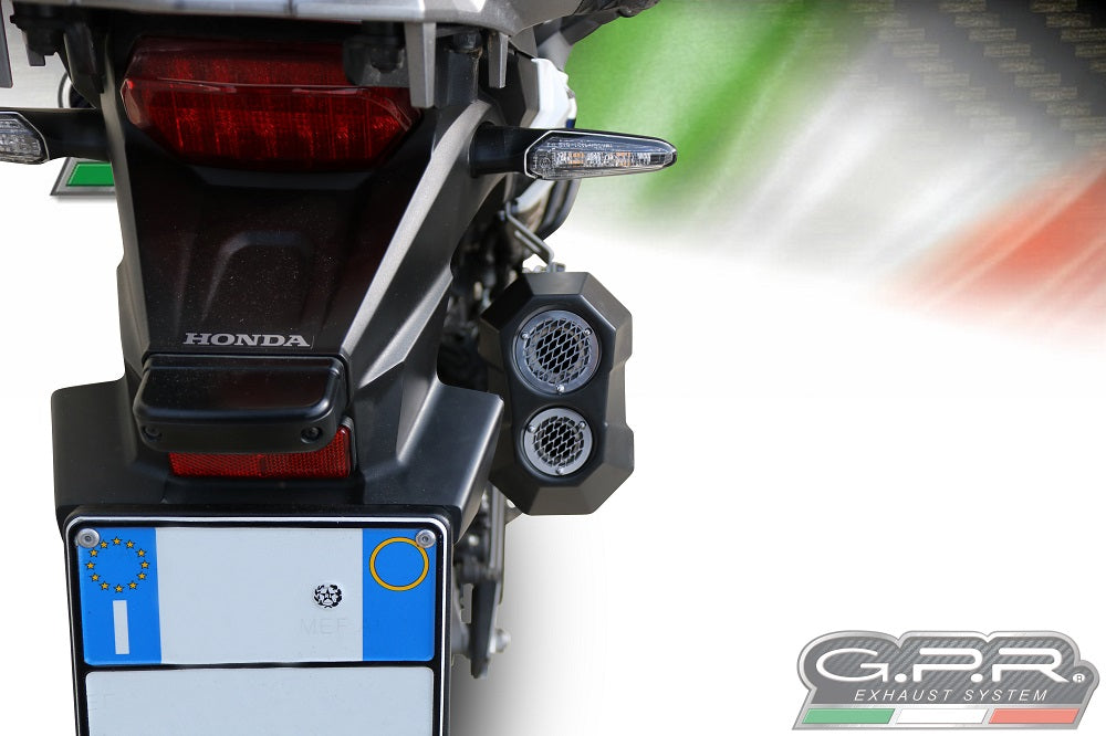 GPR Exhaust System Honda CRF1000L Africa Twin 2015-2017, Sonic Titanium, Slip-on Exhaust Including Removable DB Killer and Link Pipe