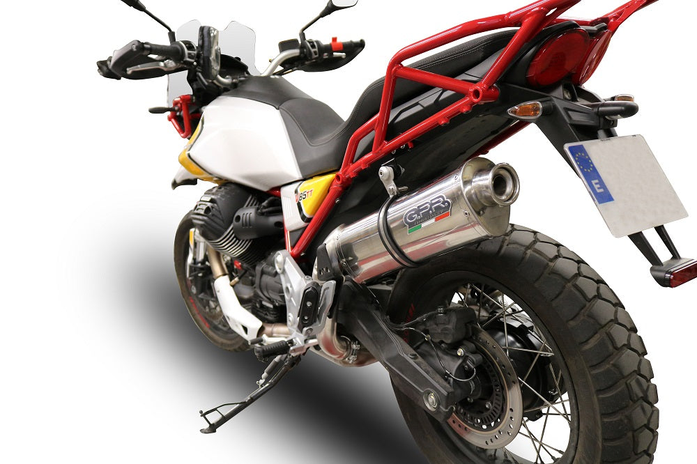 GPR Exhaust System Moto Guzzi V85TT 2021-2023, Trioval, Slip-on Exhaust Including Removable DB Killer and Link Pipe