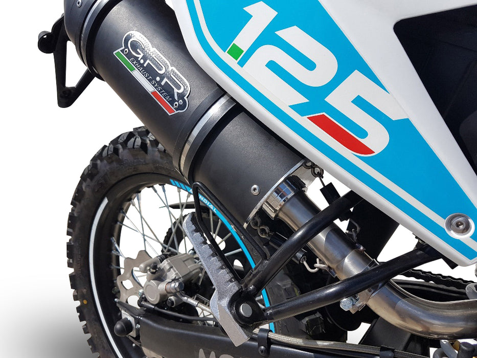 GPR Exhaust System Malaguti Xtm 125 Enduro 2018-2020, Furore Nero, Slip-on Exhaust Including Link Pipe and Removable DB Killer